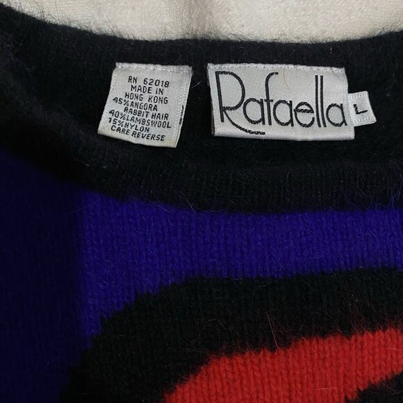Rafaella Vtg Sweater Artsy Fuzzy Purple Angora Lambswool L 80’s Retro Rainbow - Picture 9 of 10